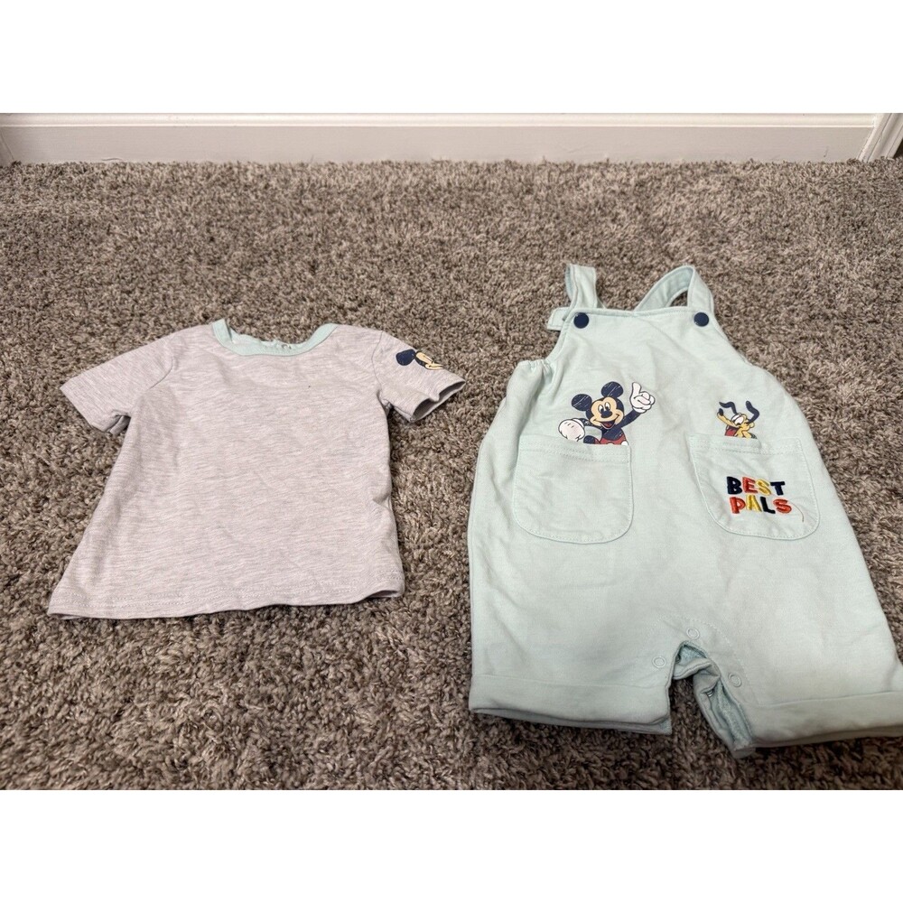 Disney Baby Mickey Mouse Outfit Set 18M Shirt Overalls Best Pals